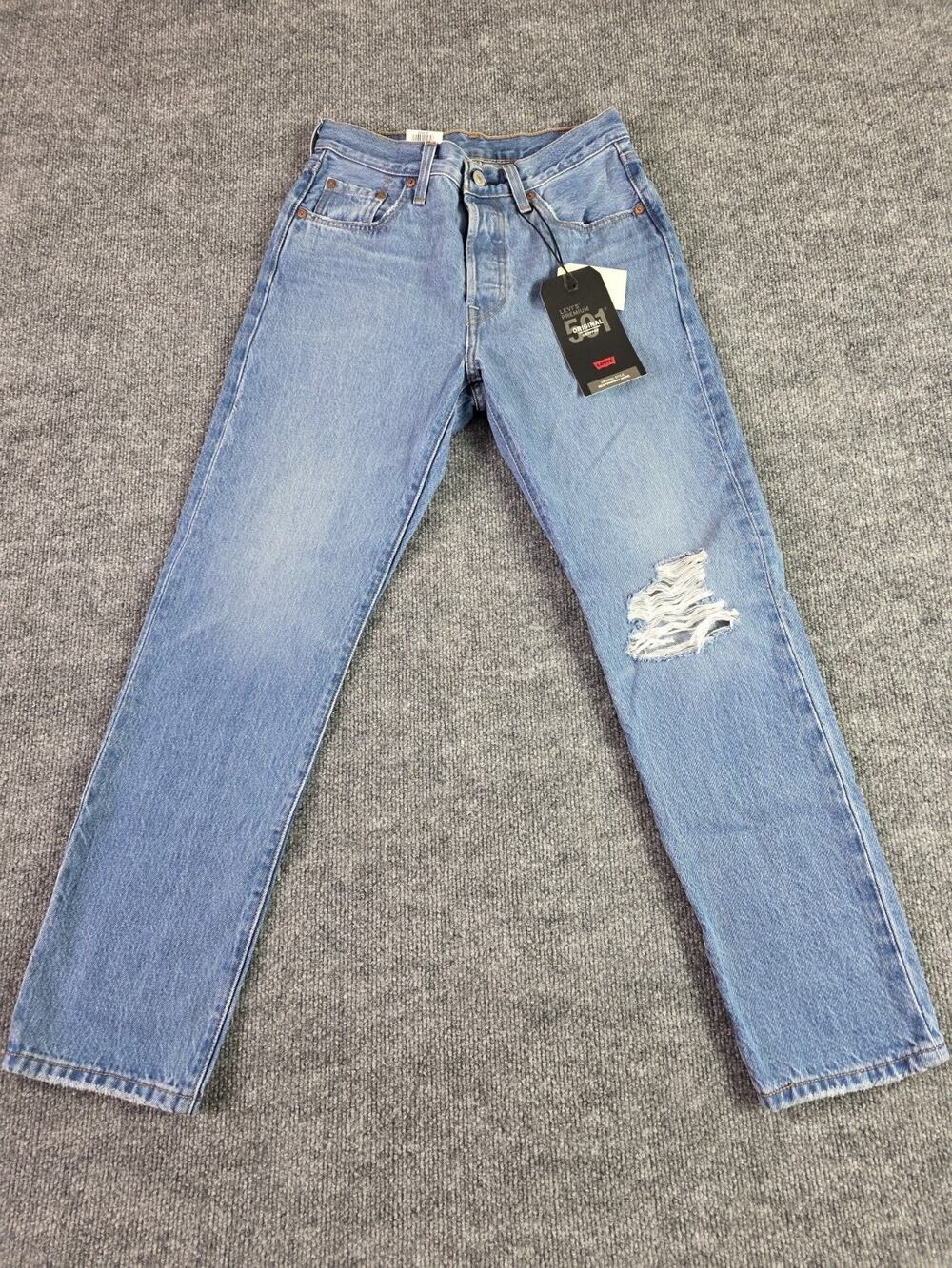 Womens Levis 501 Original Jeans Cropped Button Fly High Rise Straight 25x28 $108